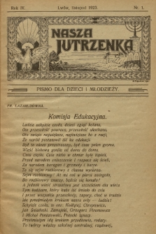 Nasza Jutrzenka : pismo dla dzieci i młodzieży. R.4, 1923, Nr 1
