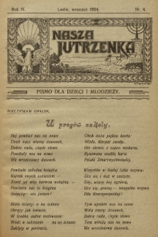 Nasza Jutrzenka : pismo dla dzieci i młodzieży. R.4, 1924, Nr 4