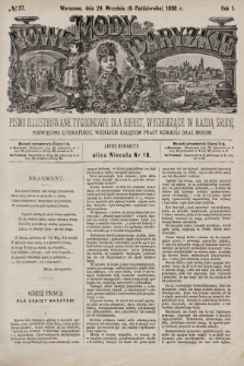 Nowe Mody Paryzkie : pismo illustrowane tygodniowe dla kobiet, wychodzące w każdą środę, poświęcone literaturze, wszelkim gałęziom pracy kobiecej oraz modom. R.1 (1880), nr 27