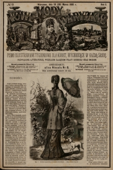 Nowe Mody Paryzkie : pismo illustrowane tygodniowe dla kobiet, wychodzące w każdą środę, poświęcone literaturze, wszelkim gałęziom pracy kobiet oraz modom. R.2 (1881), nr 13