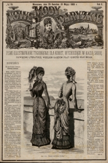 Nowe Mody Paryzkie : pismo illustrowane tygodniowe dla kobiet, wychodzące w każdą środę, poświęcone literaturze, wszelkim gałęziom pracy kobiet oraz modom. R.2 (1881), nr 19