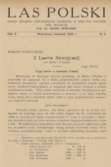 Las Polski : organ Związku Zawodowego Leśników w Rzeczypospolitej Polskiej. R. 10, 1930, nr 4