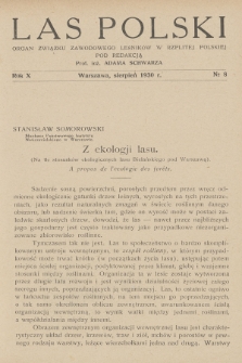Las Polski : organ Związku Zawodowego Leśników w Rzeczypospolitej Polskiej. R. 10, 1930, nr 8