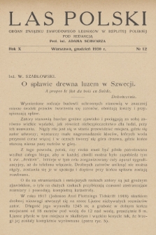 Las Polski : organ Związku Zawodowego Leśników w Rzeczypospolitej Polskiej. R. 10, 1930, nr 12