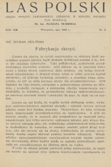 Las Polski : organ Związku Zawodowego Leśników w Rzplitej Polskiej. R. 13, 1933, nr 2