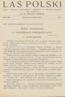 Las Polski : organ Związku Zawodowego Leśników w Rzplitej Polskiej. R. 13, 1933, nr 9