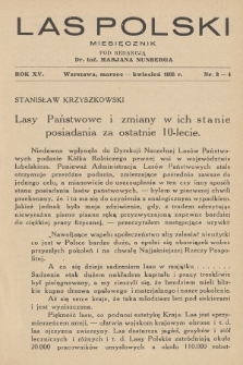 Las Polski : organ Związku Leśników w Rzplitej Polskiej. R. 15, 1935, nr 3