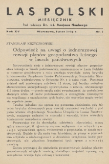 Las Polski : organ Związku Leśników w Rzplitej Polskiej. R. 15, 1935, nr 7