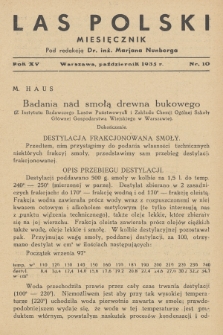 Las Polski : organ Związku Leśników w Rzplitej Polskiej. R. 15, 1935, nr 10