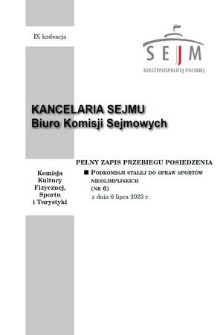 Pełny Zapis Przebiegu Posiedzenia Podkomisji Stałej do Spraw Sportów Nieolimpijskich. Kad. 9, 2023, nr 6