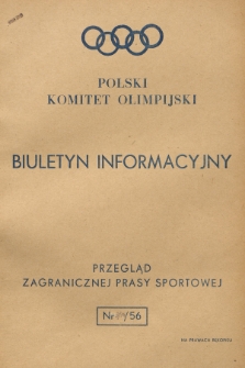 Biuletyn Informacyjny : przegląd zagranicznej prasy sportowej. 1956, nr 3