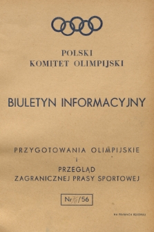 Biuletyn Informacyjny : przygotowania olimpijskie i przegląd zagranicznej prasy sportowej. 1956, nr 7