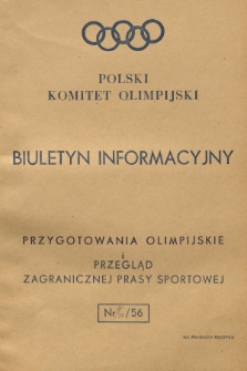 Biuletyn Informacyjny : przygotowania olimpijskie i przegląd zagranicznej prasy sportowej. 1956, nr 9