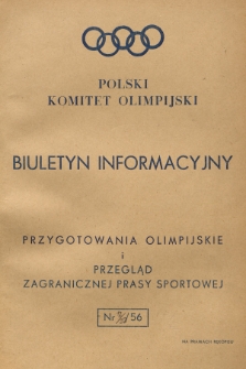 Biuletyn Informacyjny : przygotowania olimpijskie i przegląd zagranicznej prasy sportowej. 1956, nr 12