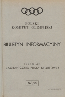 Biuletyn Informacyjny : przegląd zagranicznej prasy sportowej. 1958, nr 4