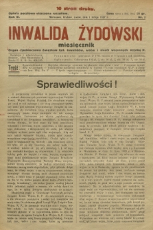 Inwalida żydowski : organ Zjednoczenia Związków Żyd. Inwalidów, Wdów i Sierot Wojennych Rzplitej P. R. 3, 1927, nr 2