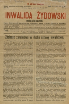 Inwalida żydowski : organ Zjednoczenia Związków Żyd. Inwalidów, Wdów i Sierot Wojennych Rzplitej P. R. 3, 1927, nr 5