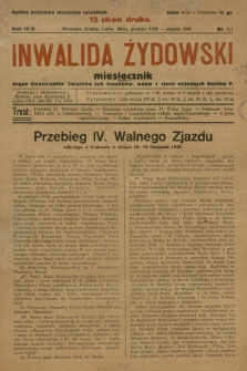 Inwalida żydowski : organ Zjednoczenia Związków Żyd. Inwalidów, Wdów i Sierot Wojennych Rzplitej P. R. 4/5, 1928/1929, nr 7/1