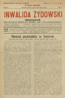 Inwalida żydowski : organ Zjednoczenia Związków Żyd. Inwalidów, Wdów i Sierot Wojennych Rzplitej P. R. 5, 1929, nr 3