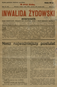 Inwalida żydowski : organ Zjednoczenia Związków Żyd. Inwalidów, Wdów i Sierot Wojennych Rzplitej P. R. 5/6, 1929/1930, nr 1