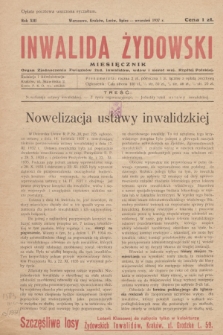 Inwalida żydowski : organ Zjednoczenia Związków Żyd. Inwalidów, Wdów i Sierot Wojennych Rzplitej P. R. 13, 1937, lipiec-wrzesień