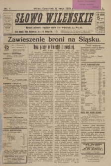 Słowo Wileńskie. R. 1, 1921, nr 7