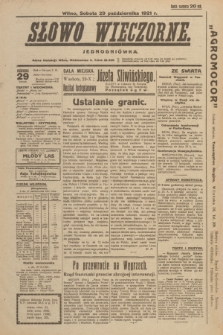 Słowo Wileńskie. R. 1, 1921, Słowo Wieczorne