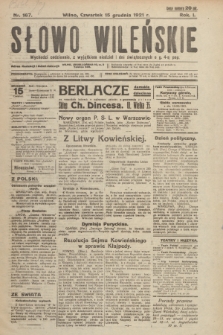 Słowo Wileńskie. R. 1, 1921, nr 167