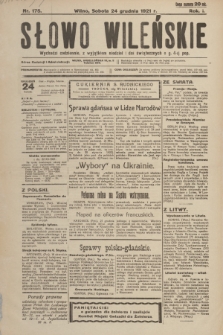 Słowo Wileńskie. R. 1, 1921, nr 175