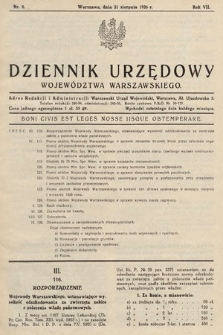Dziennik Urzędowy Województwa Warszawskiego. 1926, nr 8
