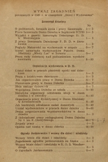 Dzieci i Wychowawca : miesięcznik Ministerstwa Oświaty poświęcony zagadnieniom metodyki wychowania zbiorowego. R.4, 1949, Wykaz zagadnień poruszanych w 1949 r. w czasopiśmie "Dzieci i Wychowawca"