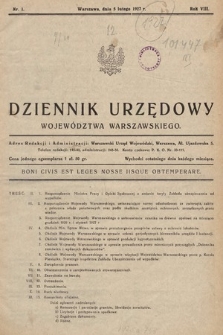 Dziennik Urzędowy Województwa Warszawskiego. 1927, nr 1