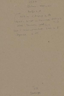 Varnhagens Notiz über ihn; Brief an Varnhagen o.D.; 5 Billets an Varnhagen 1855, o.D.; 10 Briefe an L. Assing 1855-1857; Violinphantasie 1854, 2 Exemplare, gedruckt; 10 Zeitungsausschnitte 1854-1857, o.D.