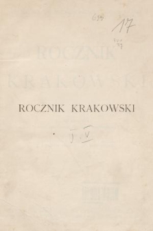 Rocznik Krakowski. T. 5, 1902