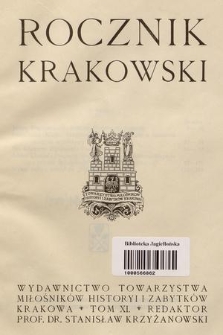 Rocznik Krakowski. T. 11, 1909