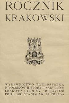 Rocznik Krakowski. T. 14, 1911