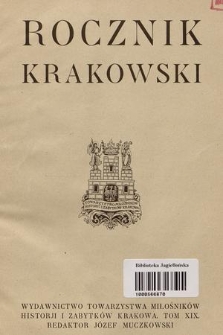 Rocznik Krakowski. T. 19, 1923