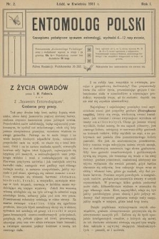 Entomolog Polski : [czasopismo poświęcone sprawom entomologji]. R. 1, 1911, nr 2