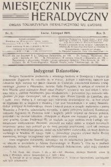 Miesięcznik Heraldyczny : organ Towarzystwa Heraldycznego we Lwowie. R. 2, 1909, nr 11