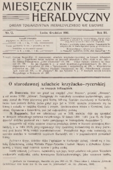 Miesięcznik Heraldyczny : organ Towarzystwa Heraldycznego we Lwowie. R. 3, 1910, nr 12