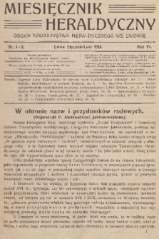 Miesięcznik Heraldyczny : organ Towarzystwa Heraldycznego we Lwowie. R. 6, 1913, nr 1-2