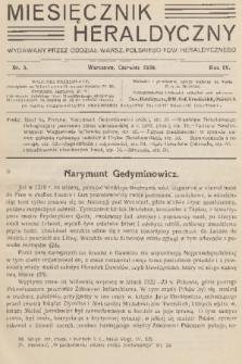Miesięcznik Heraldyczny : wydawany przez Oddział Warsz. Polskiego Tow. Heraldycznego. R. 9, 1930, nr 3