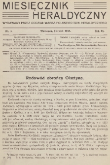 Miesięcznik Heraldyczny : wydawany przez Oddział Warsz. Polskiego Tow. Heraldycznego. R. 9, 1930, nr 5