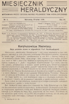 Miesięcznik Heraldyczny : wydawany przez Oddział Warsz. Polskiego Tow. Heraldycznego. R. 9, 1930, nr 6