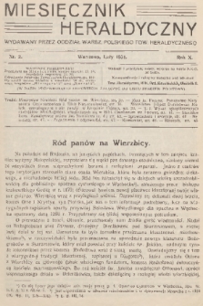 Miesięcznik Heraldyczny : wydawany przez Oddział Warsz. Polskiego Tow. Heraldycznego. R. 10, 1931, nr 2