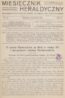 Miesięcznik Heraldyczny : wydawany przez Oddział Warsz. Polskiego Tow. Heraldycznego. R. 10, 1931, nr 10