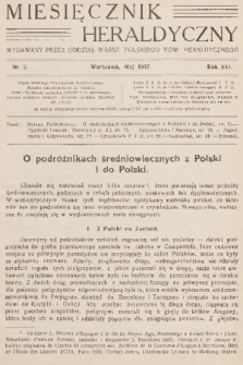 Miesięcznik Heraldyczny : wydawany przez Oddział Warsz. Polskiego Tow. Heraldycznego. R. 16, 1937, nr 5