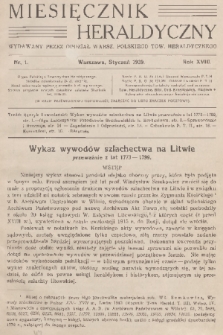 Miesięcznik Heraldyczny : wydawany przez Oddział Warsz. Polskiego Tow. Heraldycznego. R. 18, 1939, nr 1
