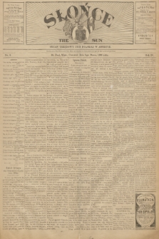 Słońce : organ urzędowy Unji Polskiej w Ameryce. R. 4, 1899, no. 9