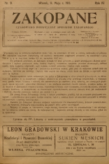 Zakopane : czasopismo poświęcone sprawom Zakopanego. R. 4, 1911, nr 9